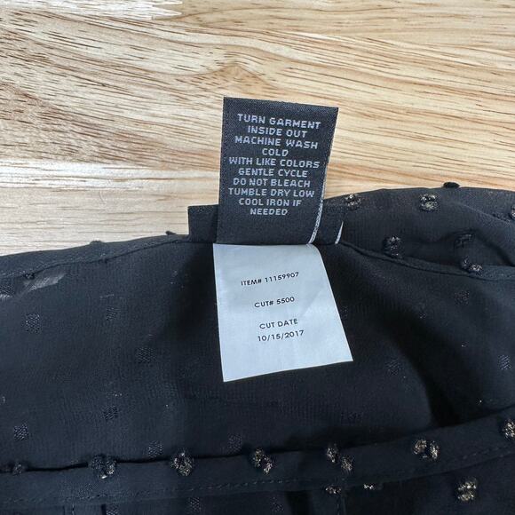 Torrid Black & Gold Foil Textured Dot Chiffon Bell Sleeve Sheer Top Size 0X - Picture 8 of 10